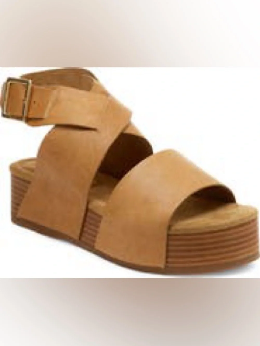 Kelsi Dagger Tan Platform Sandal with Ankle Strap